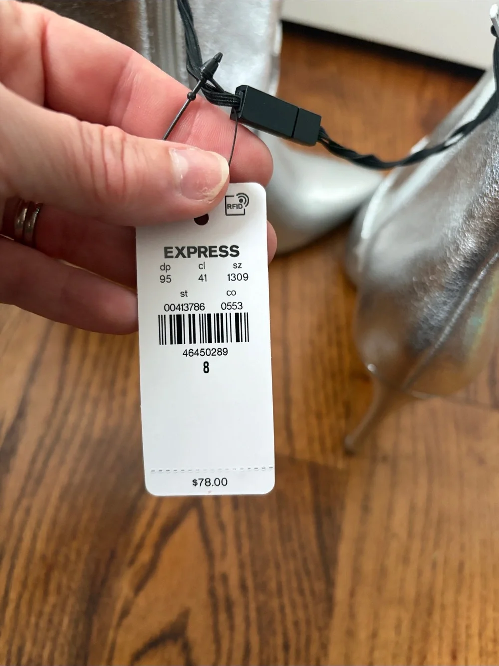 Express Silver Pointed Stiletto Ankle Booties Size 8 New